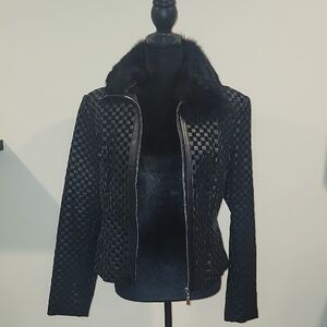 Marvin Richards Black Checkered Leather Jacket